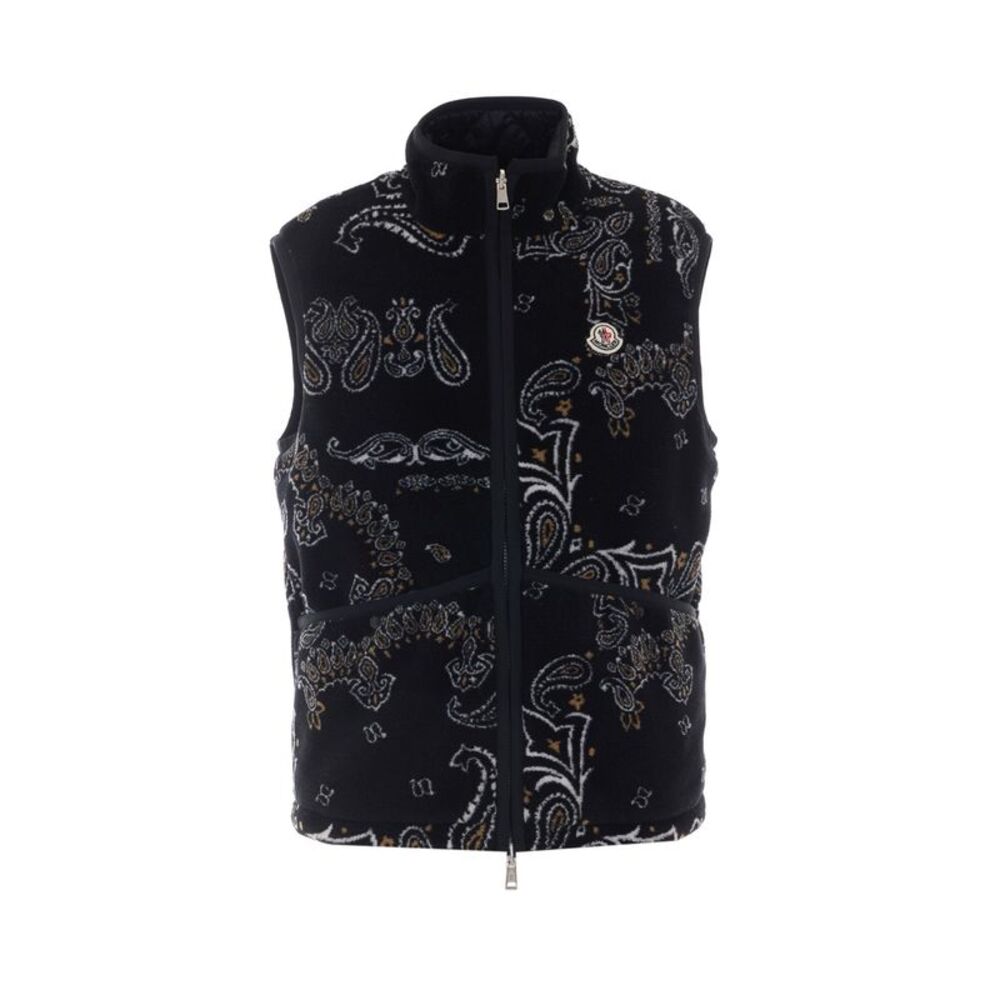 Moncler Men Paisley Print Teddy Reversible Vest With Logo